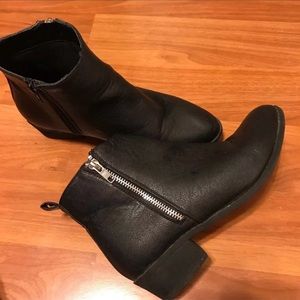 Faux leather Black Zipper Booties Ankle Boots
